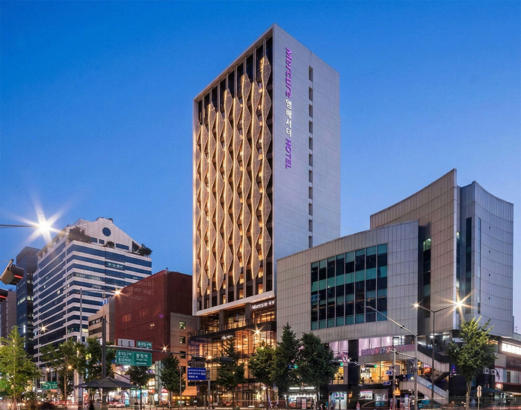The night view of the hotel at the M.B.D. in Seoul
