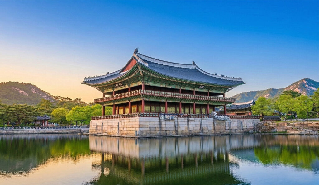 A beautiful view of Gyeonghoeru in Gyeongbokgung Palace