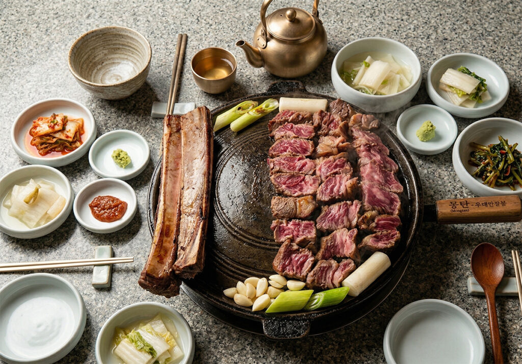 Grilling (Woodae-galbi) Mongtan in Yongsan!